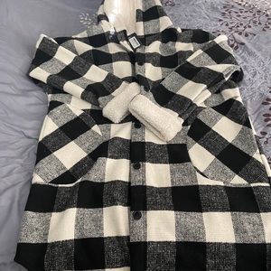 Cream Buffalo Plaid Coatigan